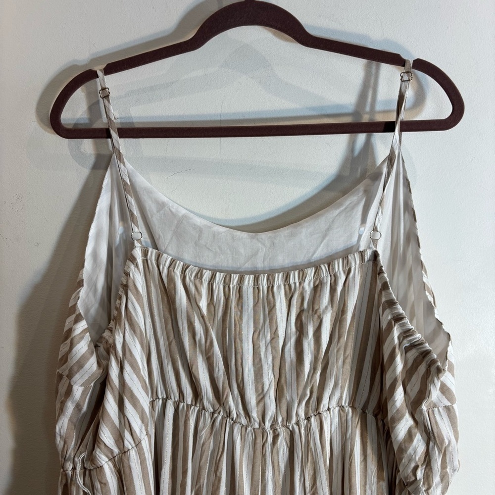 DESIGN LAB Sz 3X Tiered Striped Cream Maxi Dress Lined Elasticated NO BELT NEW - Picture 7 of 13